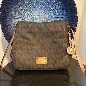Michael Kors Dark Brown Monogram Crossbody Bag